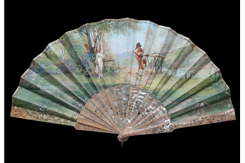 Le triangle amoureux, éventail de Roubaudi vers 1870-80