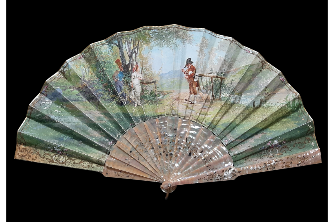The love triangle, fan by Roubaudi, circa 1870-80