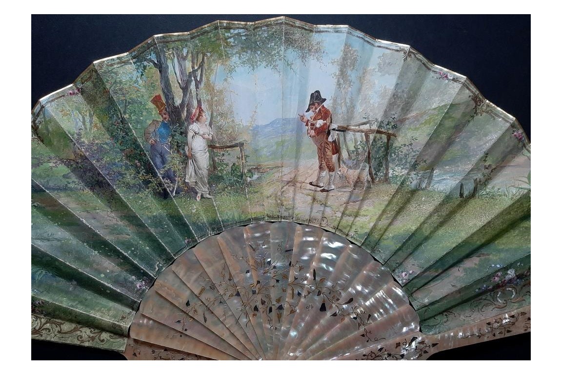 The love triangle, fan by Roubaudi, circa 1870-80