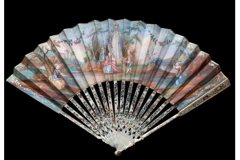 Portraits en coulisse, éventail à système vers 1760-70
