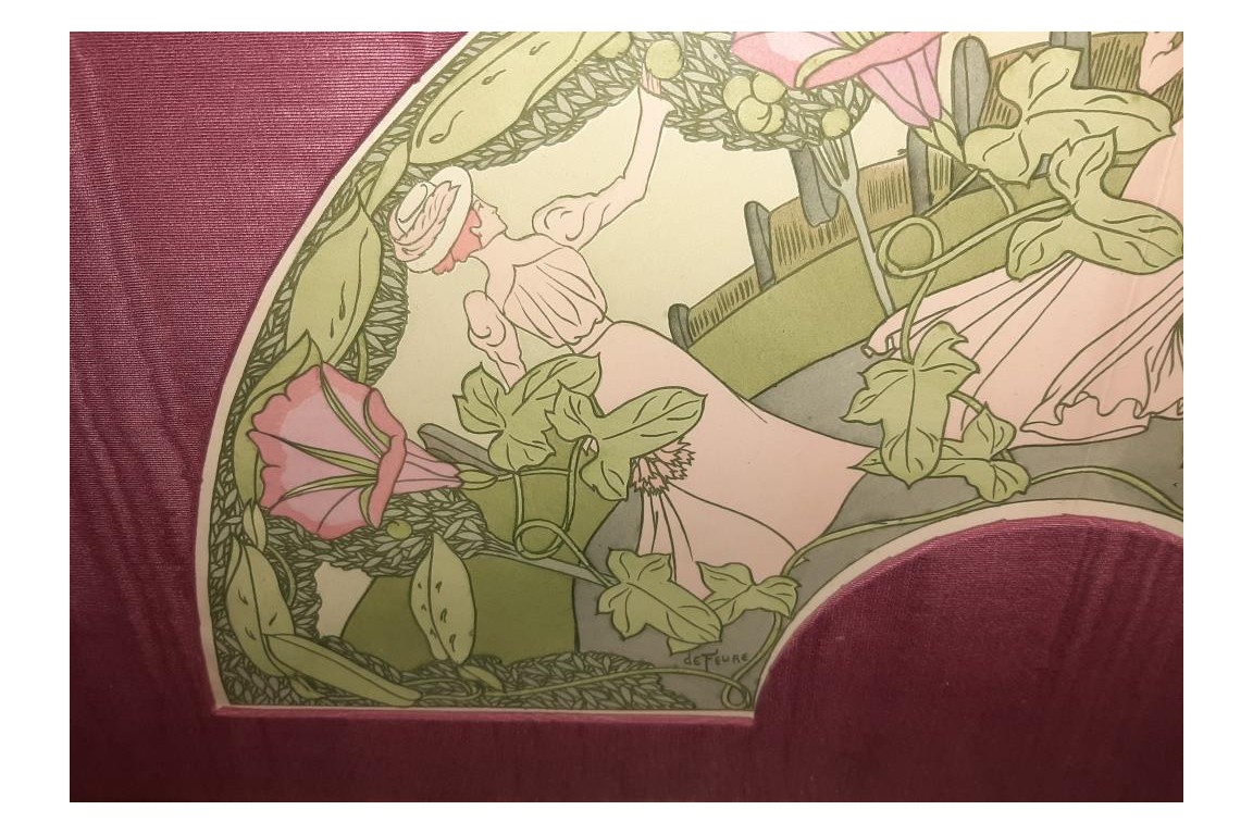 Femmes d'après Georges De Feure, éventail et feuille