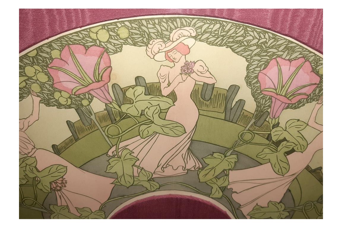 Femmes d'après Georges De Feure, éventail et feuille