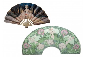 Femmes d'après Georges De Feure, éventail et feuille