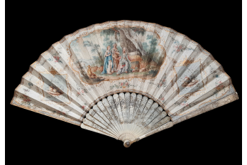 Sarah offering Hagar to Abraham, 18th century fan