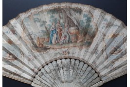 Sarah offering Hagar to Abraham, 18th century fan