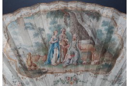 Sarah offrant Agar à Abraham, éventail XVIIIème siècle