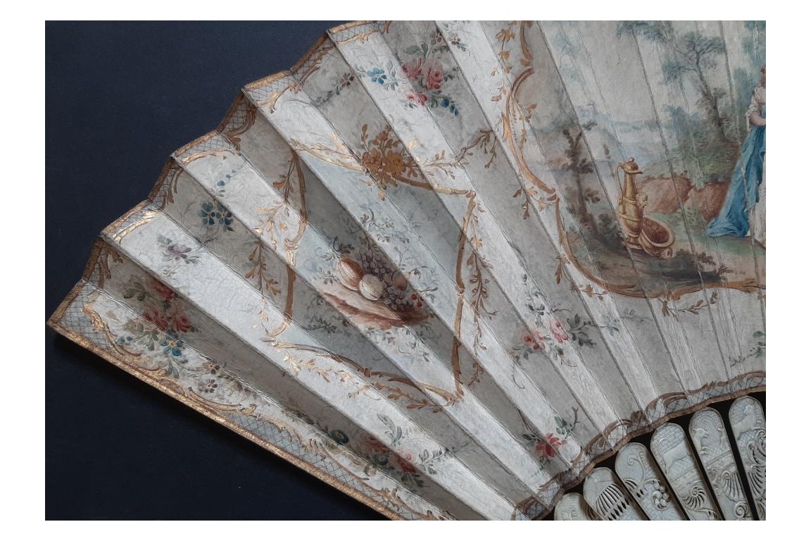 Sarah offering Hagar to Abraham, 18th century fan