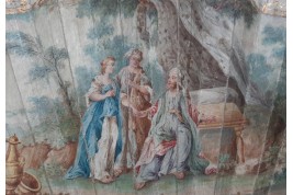 Sarah offrant Agar à Abraham, éventail XVIIIème siècle