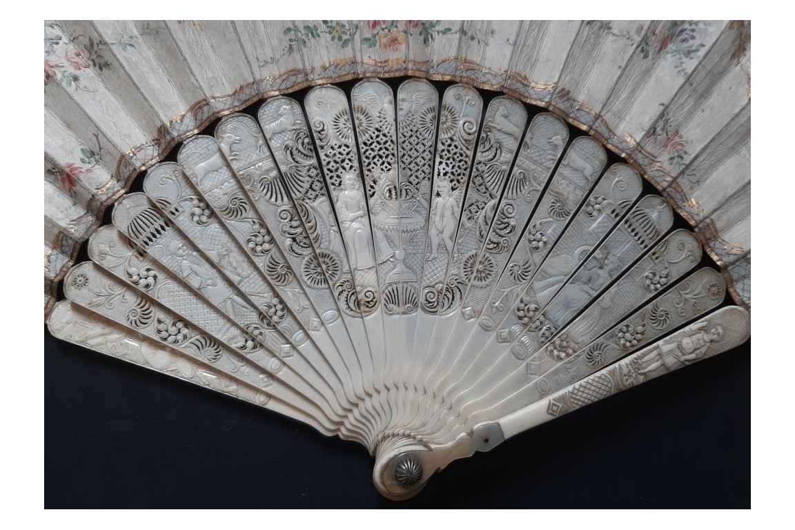 Sarah offering Hagar to Abraham, 18th century fan