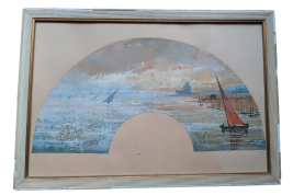 Vue de Belem ? Projet d'éventail de Daniel Bac, 1888