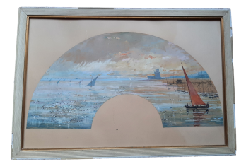 Vue de Belem ? Projet d'éventail de Daniel Bac, 1888