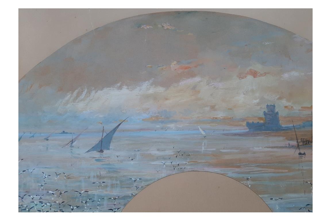 Vue de Belem ? Projet d'éventail de Daniel Bac, 1888