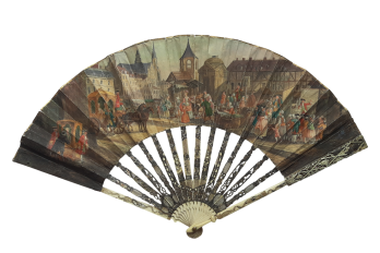 The Place Maubert market, 19th-century pastiche fan