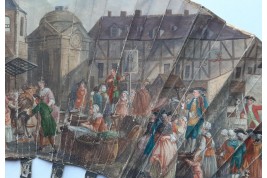 Le marché de la place Maubert, éventail pastiche XIXème