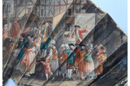 Le marché de la place Maubert, éventail pastiche XIXème