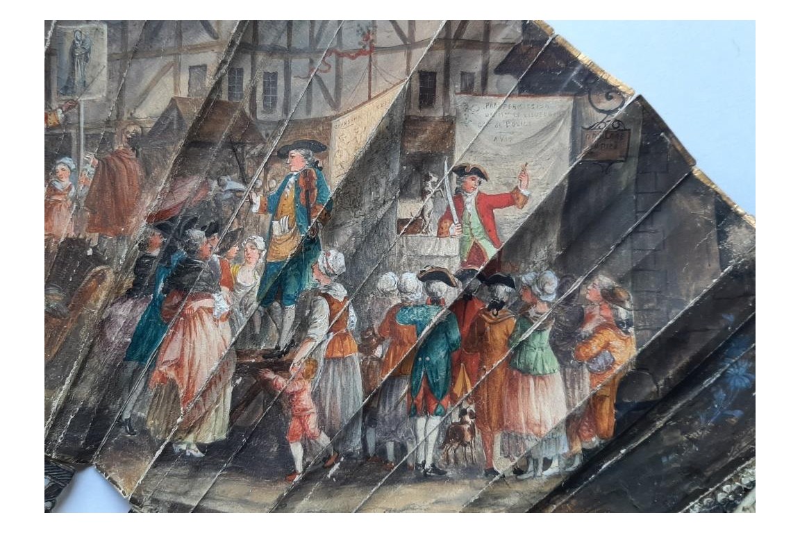 Le marché de la place Maubert, éventail pastiche XIXème