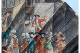 Le marché de la place Maubert, éventail pastiche XIXème