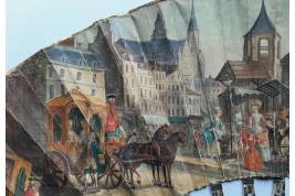 Le marché de la place Maubert, éventail pastiche XIXème