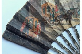 Le marché de la place Maubert, éventail pastiche XIXème