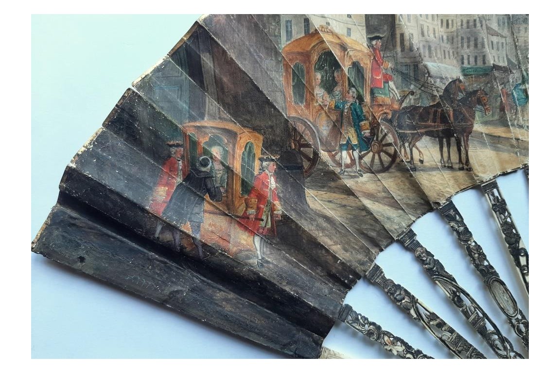 Le marché de la place Maubert, éventail pastiche XIXème