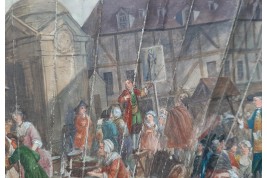 Le marché de la place Maubert, éventail pastiche XIXème