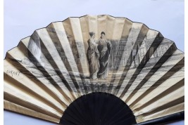 Walk in the Roman forum, fan by Aurant, late 19th century