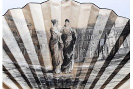 Promenade dans le forum romain, éventail d'Aurant, fin XIXème siècle