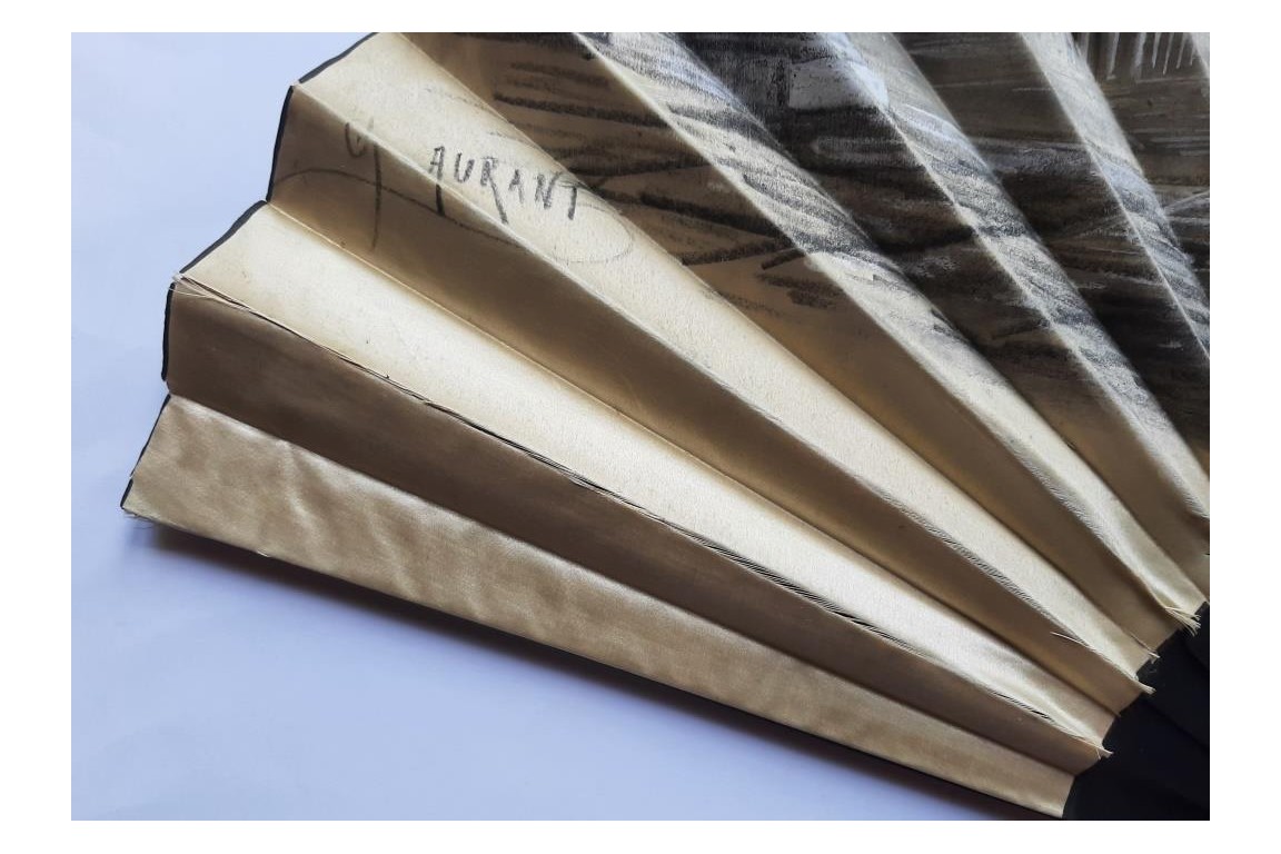 Promenade dans le forum romain, éventail d'Aurant, fin XIXème siècle