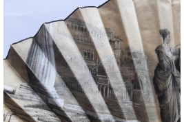 Promenade dans le forum romain, éventail d'Aurant, fin XIXème siècle