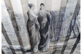 Promenade dans le forum romain, éventail d'Aurant, fin XIXème siècle