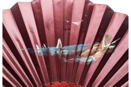 Beauty looking out over the Grand Canal in Venice, fan by Aurant, late 19th century