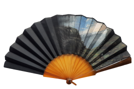 A valley in Switzerland, fan circa 1870-1900