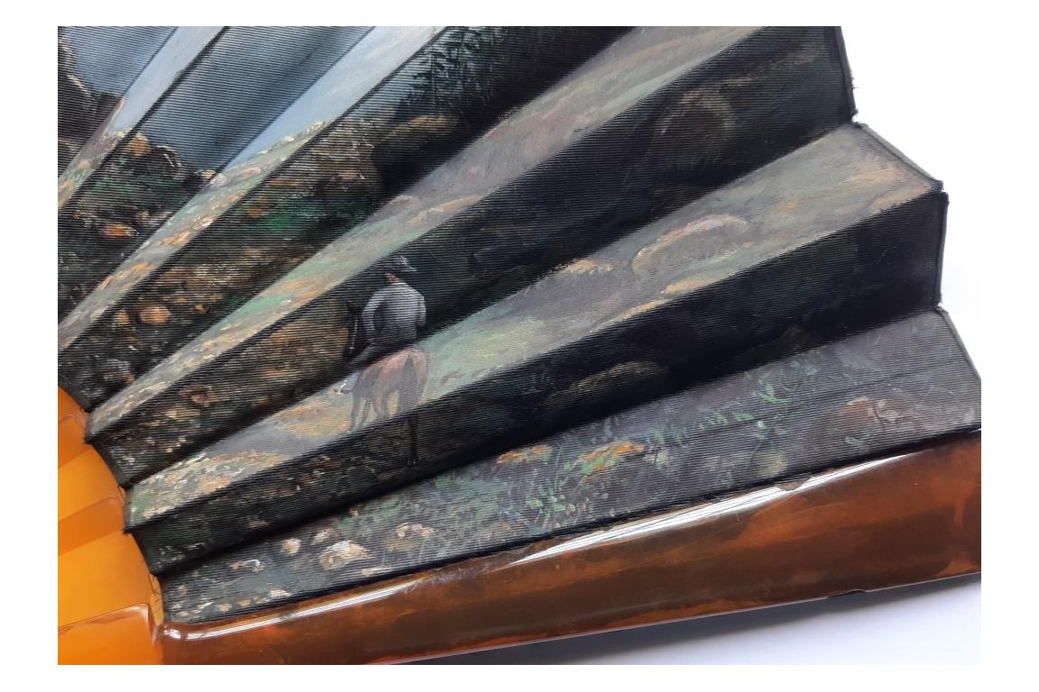 A valley in Switzerland, fan circa 1870-1900