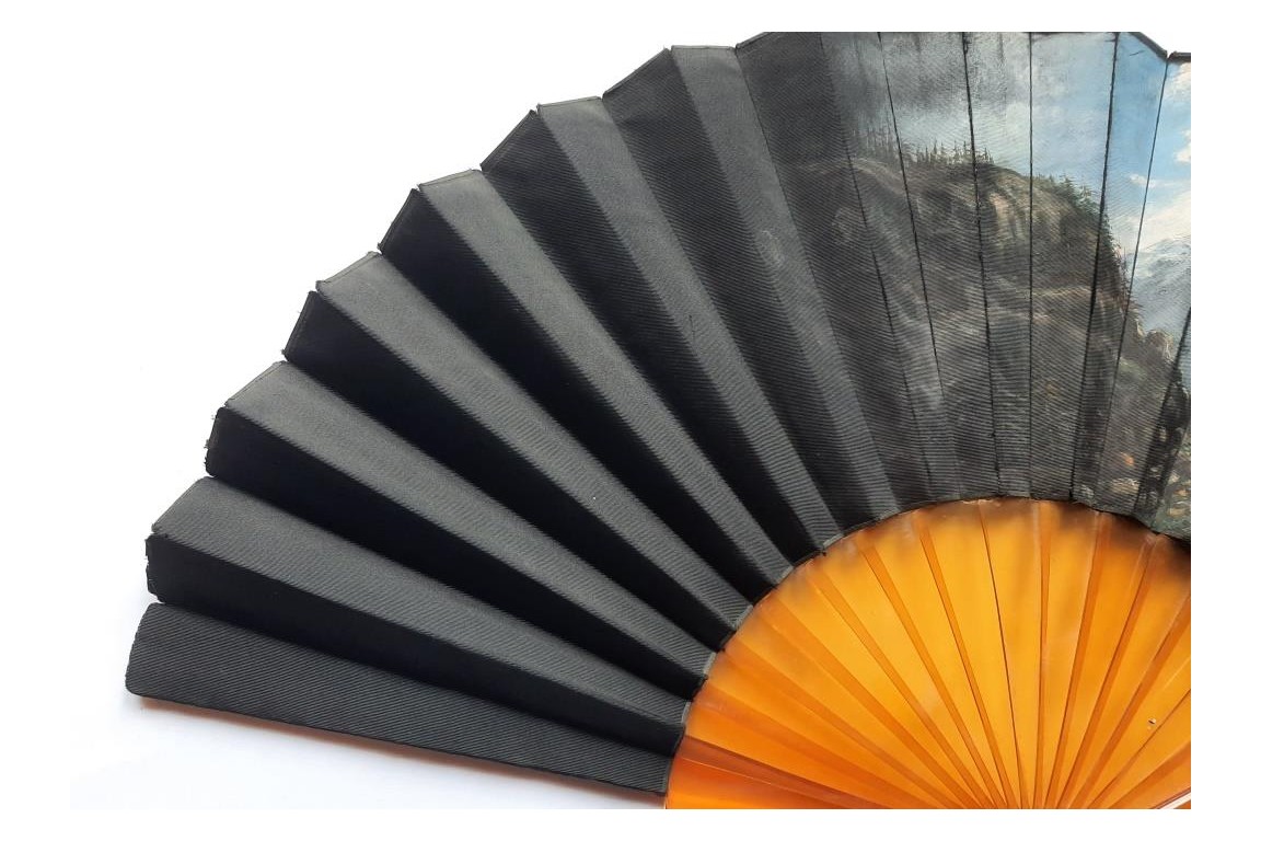 A valley in Switzerland, fan circa 1870-1900