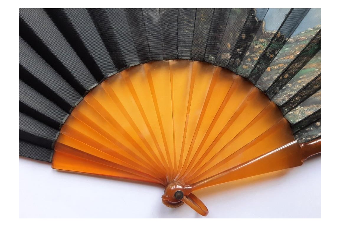 A valley in Switzerland, fan circa 1870-1900