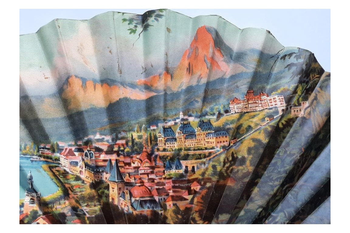 Le lac Léman vu d'Évian, éventail d'après Gauvain, vers 1905