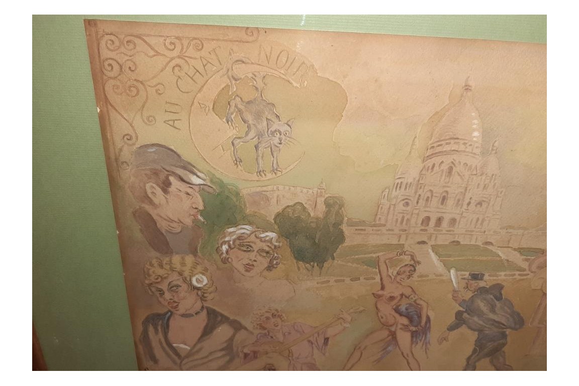Mythic Montmartre, gouache by Aufrère, 20th century