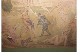 Mythic Montmartre, gouache by Aufrère, 20th century