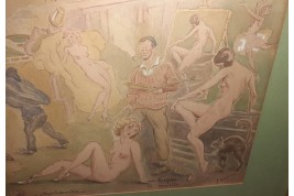 Mythic Montmartre, gouache by Aufrère, 20th century