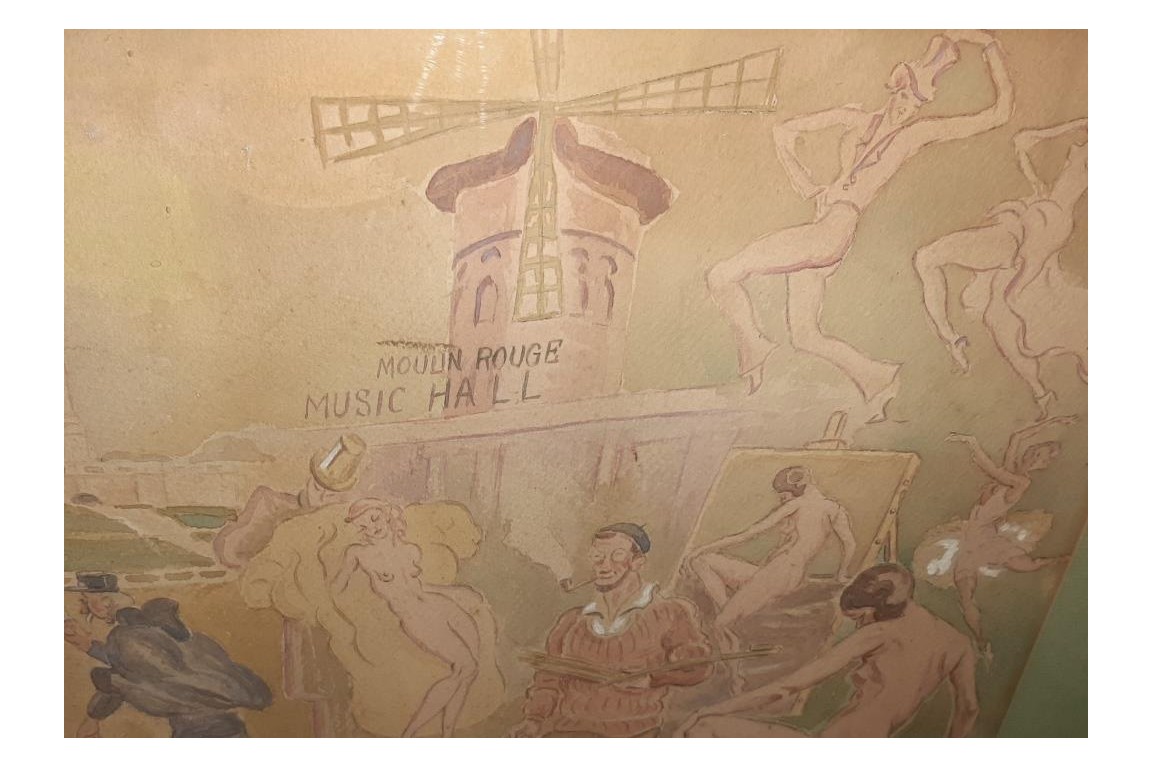 Mythic Montmartre, gouache by Aufrère, 20th century