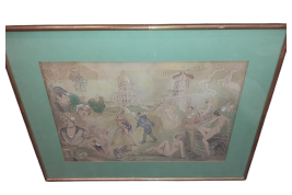 Mythic Montmartre, gouache by Aufrère, 20th century
