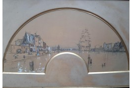 Venise, projet d'éventail par Marks, 1888