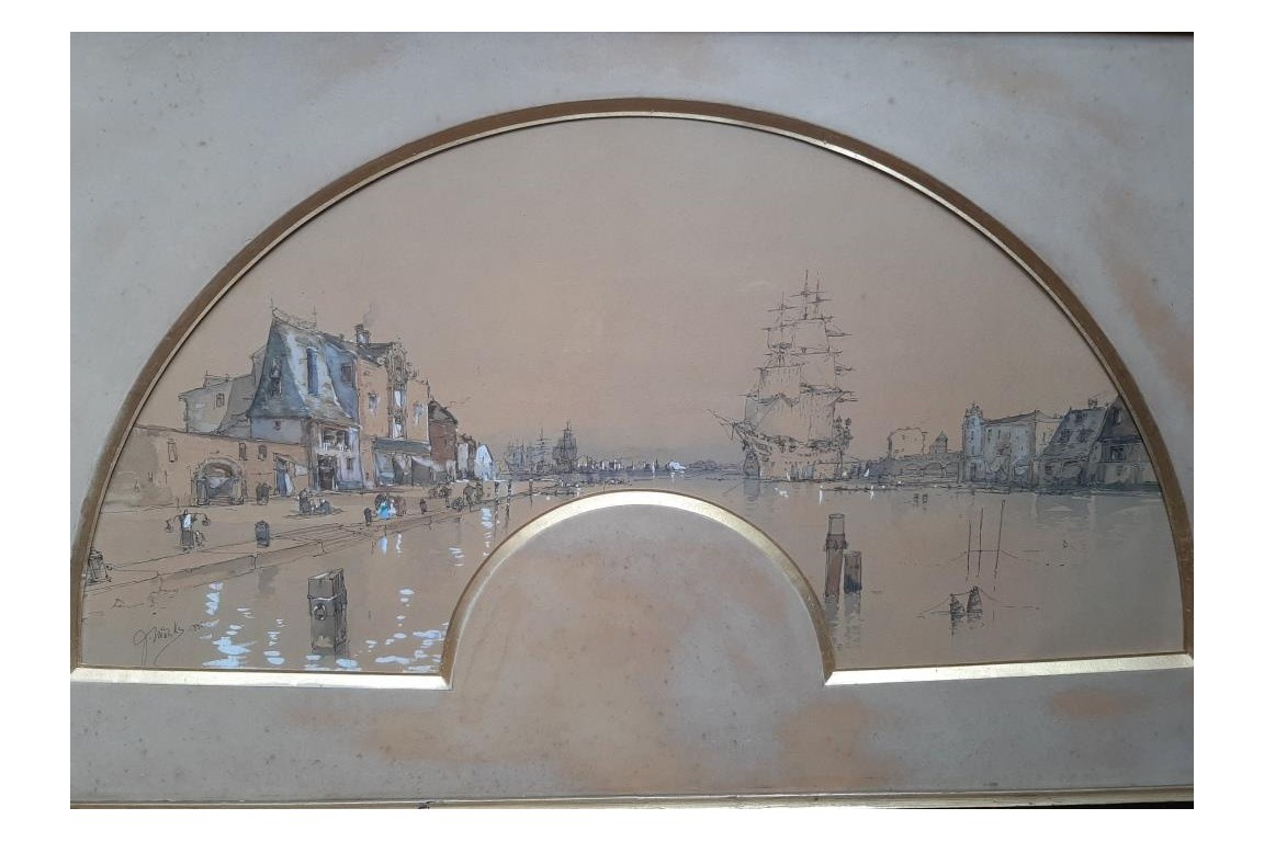 Venise, projet d'éventail par Marks, 1888