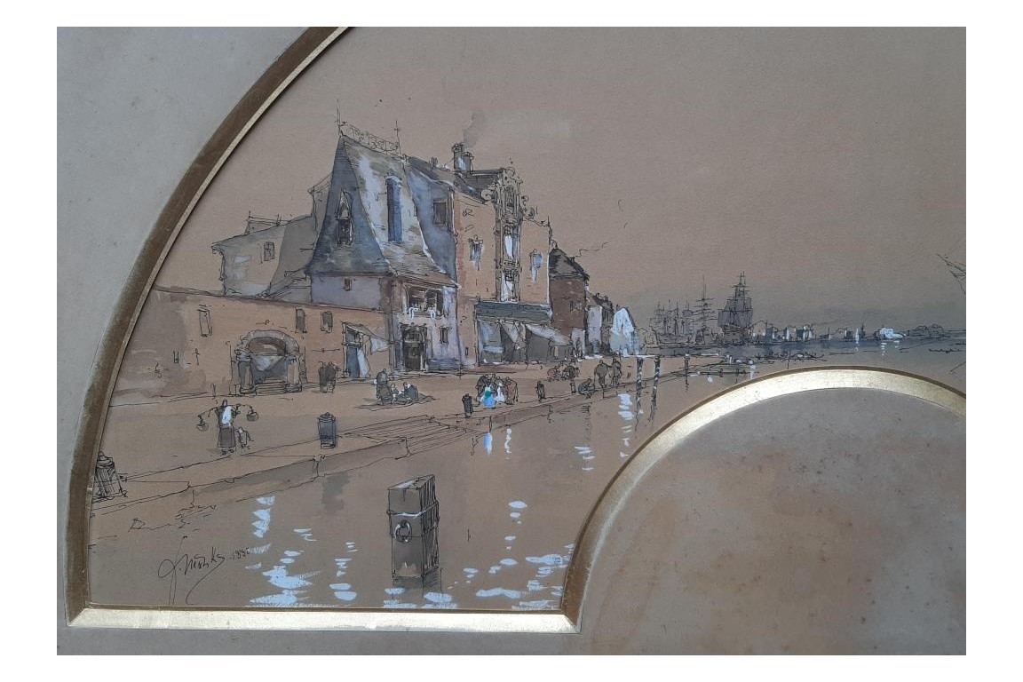 Venise, projet d'éventail par Marks, 1888