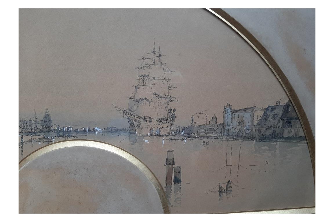 Venise, projet d'éventail par Marks, 1888