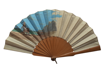 Washerwoman on the Normandy coast, fan circa 1900