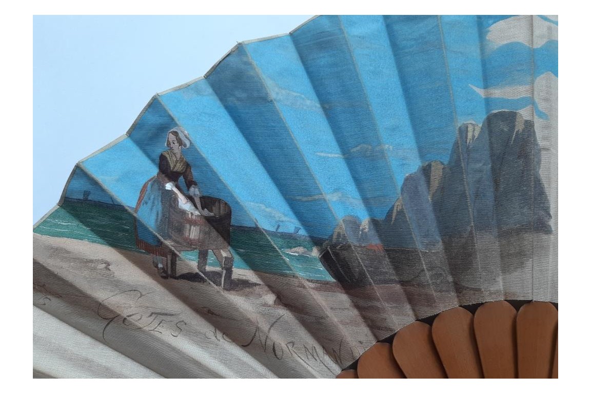 Washerwoman on the Normandy coast, fan circa 1900