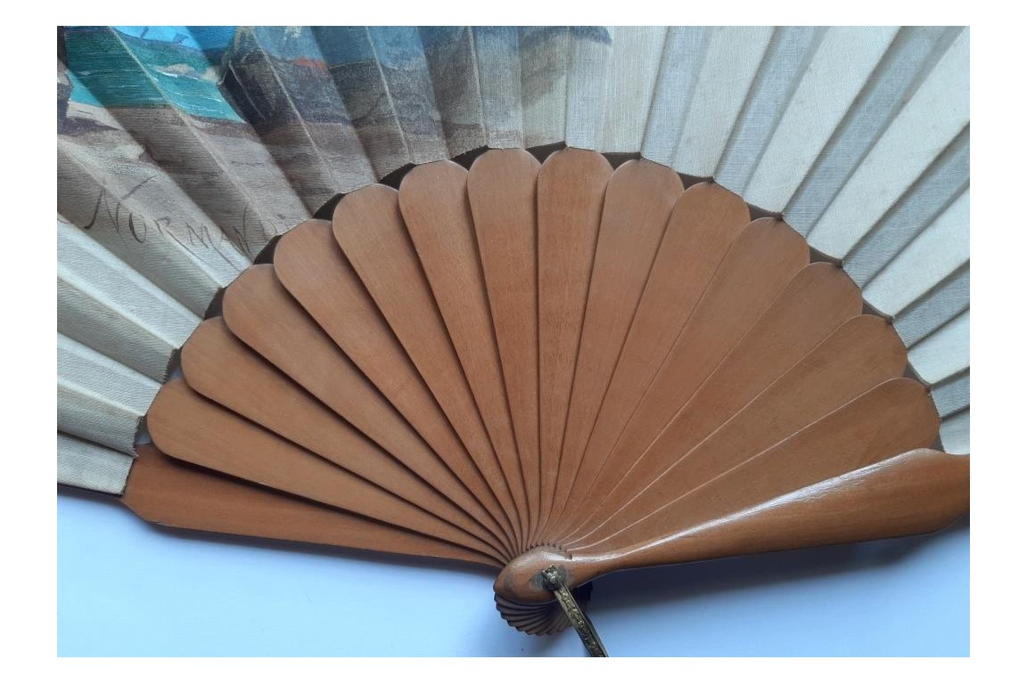 Washerwoman on the Normandy coast, fan circa 1900