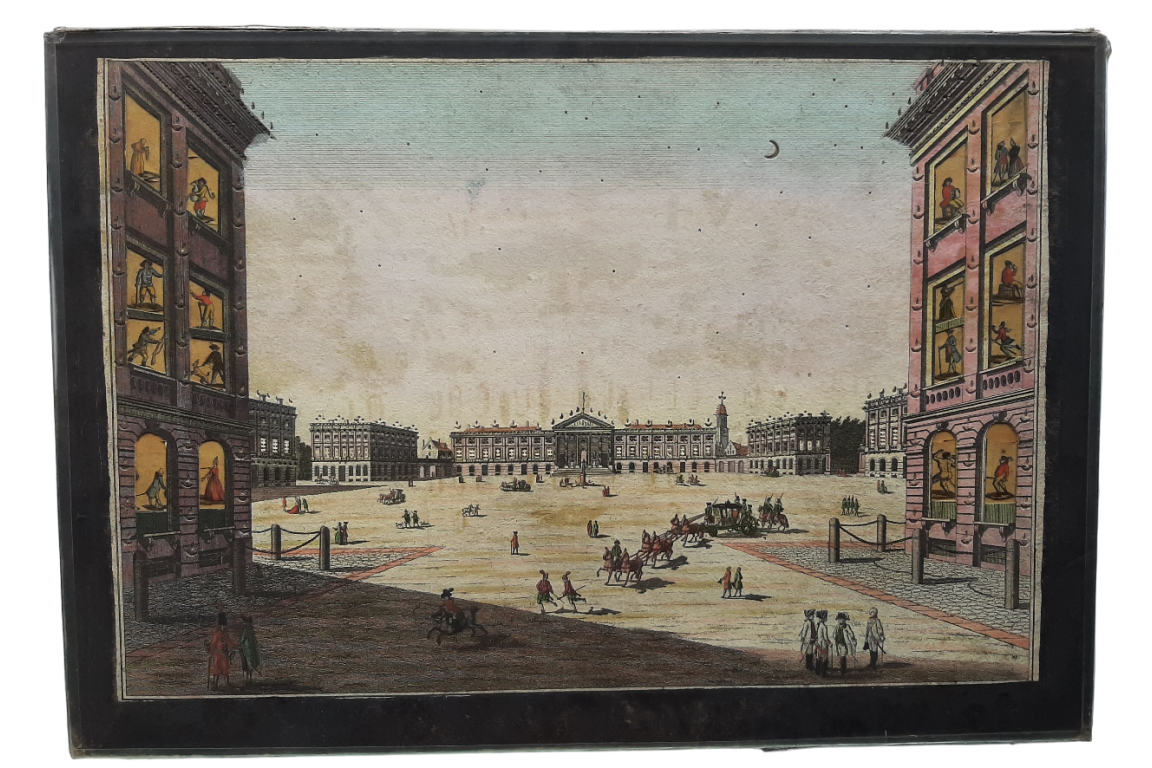 Royal Palace in Brussels, optical day/night view, circa 1773