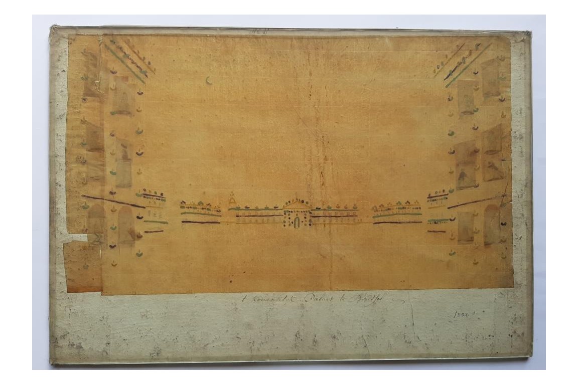 Royal Palace in Brussels, optical day/night view, circa 1773